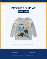 Long Sleeved Cotton Dinosaur Boy Base Shirt