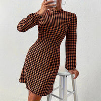 Women's Houndstooth Print Slimming Dress