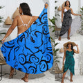 Calligraphy Print One-Piece Beach Dress Suspender Dress For Women