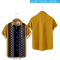 Summer Stripes Floral 3D Printed Short Sleeve Fashion Polo Collar Men's Pocket Shirt