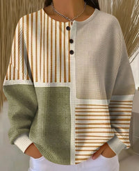 Retro 3D Digital Print Three-button Stand Collar Top