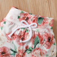 Cotton Floral Print Hooded Long Sleeve Sweater Pants Three Piece Set