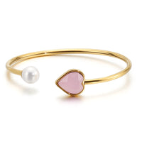 Japan And South Korea Small  Jewelry Golden Pearl Love Glass Stone