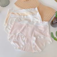 Womens Cotton Antibacterial Mid-Rise Seamless Thong-Style Panties Ultra-Slim Breathable And Alluring