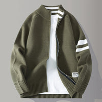 Mens Thermal Knitted Jacket With A Mock Neck And Long Sleeves
