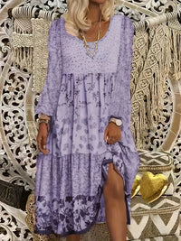 Long-sleeve Printed New Round-neck Dress For Women
