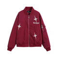 Star Letters Embroidered Stand Collar Zip Jacket For Men