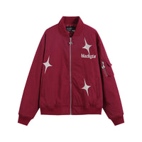 Star Letters Embroidered Stand Collar Zip Jacket For Men
