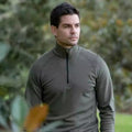 Gray Shell Quick-Dry Half-Zip Mens Outdoor Wool Long-Sleeve