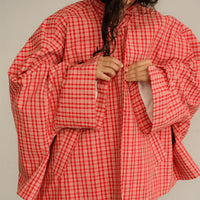 Women's Fashionable Plaid Loose Shirt Top