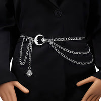 Hip Hop Metal Moon Body Chains Multi-layer Tassel Sun Pendant Street Waist Decorations