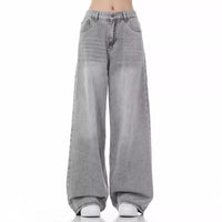 Loose Casual Wide Leg Straight Worn Jeans