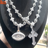 Hip-hop Necklace Set With Cross Zircon Eye Pendant