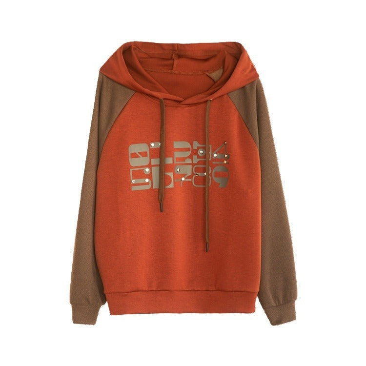 Splicing Pullover Hooded Sweater For Women