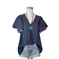 Fashionable V-neck Short-sleeve Shirt Top For Women