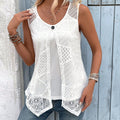 Vest Decorative Buckle Mesh Sleeveless Fake Two-Piece