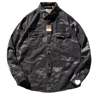 Men's Distressed Washed Camouflage Collar Casual Jacket
