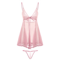 Bowknot Beautiful Back Sexy Lingerie Nightdress Thong