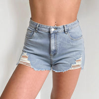 Plus-size Womens Ripped Cutout Denim Shorts