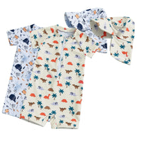 One-pieces Short Sleeve Printed Swimsuit