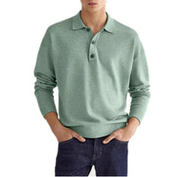 European And American Autumn Long Sleeve V-neck Buttons Men's Casual Jacket Polo Shirt