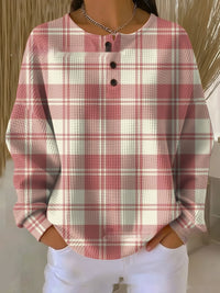 Retro Geometric 3D Digital Print Three-Button Stand-Up Collar Womens T-Shirt Top