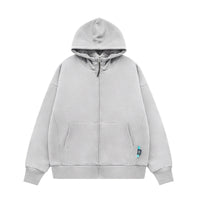 350g Velvet Padded Loose High Zipper Hooded Sweater