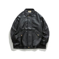 Soft Leather Jacket Men's Double-stand Large Pocket Coat