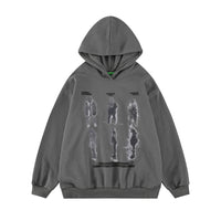 American-style Dark Retro Fuzzy Phantom Printed Long-sleeved Hooded Sweater