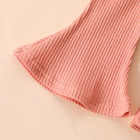 Solid Color Umbilical Exposed Trumpet Sleeve Girls Suit 0-3 Years Old Baby