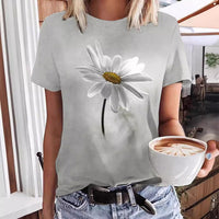 Animal Floral Shading Round-neck Comfortable Printed Short Sleeve