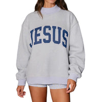 Printed Letter Crewneck Long-Sleeve Loose-Fit Versatile Sweatshirt