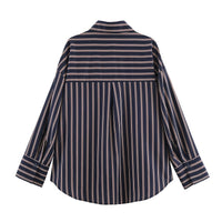 Fashionable Casual Versatile Loose Lapel Stripe Shirt
