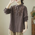 Women's Embroidered Long-Sleeve Shirt Top