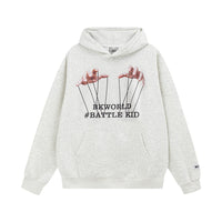 Two-hand Handle Letter Printing Velvet Padded Hooded Sweatshirt