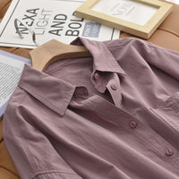 Pure Cotton Long-sleeve Shirt Womens Loose-fitting Casual All-match Style