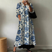 Womens Loose-fit V-neck Fashionable Sleeveless Printed Dress