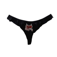 Rhinestone T-back Hot Drilling Ice Silk Satin Underwear