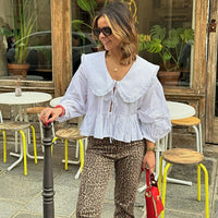Women's Doll Collar Long-sleeved Casual Shirt