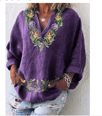 Womens American-style Digitally Printed Linen Shirt