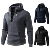 Men's Zipper Design Casual Hooded Drawstring Sweatshirt