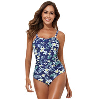 New Swimwear Fashion Conservative Printed Solid Color One Piece Swimsuit