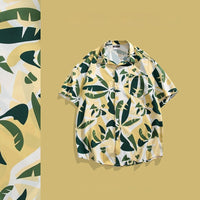 New Chinese Style Ice Silk Men's Breathable Floral New Guo Feng Lapel Vintage Shirt