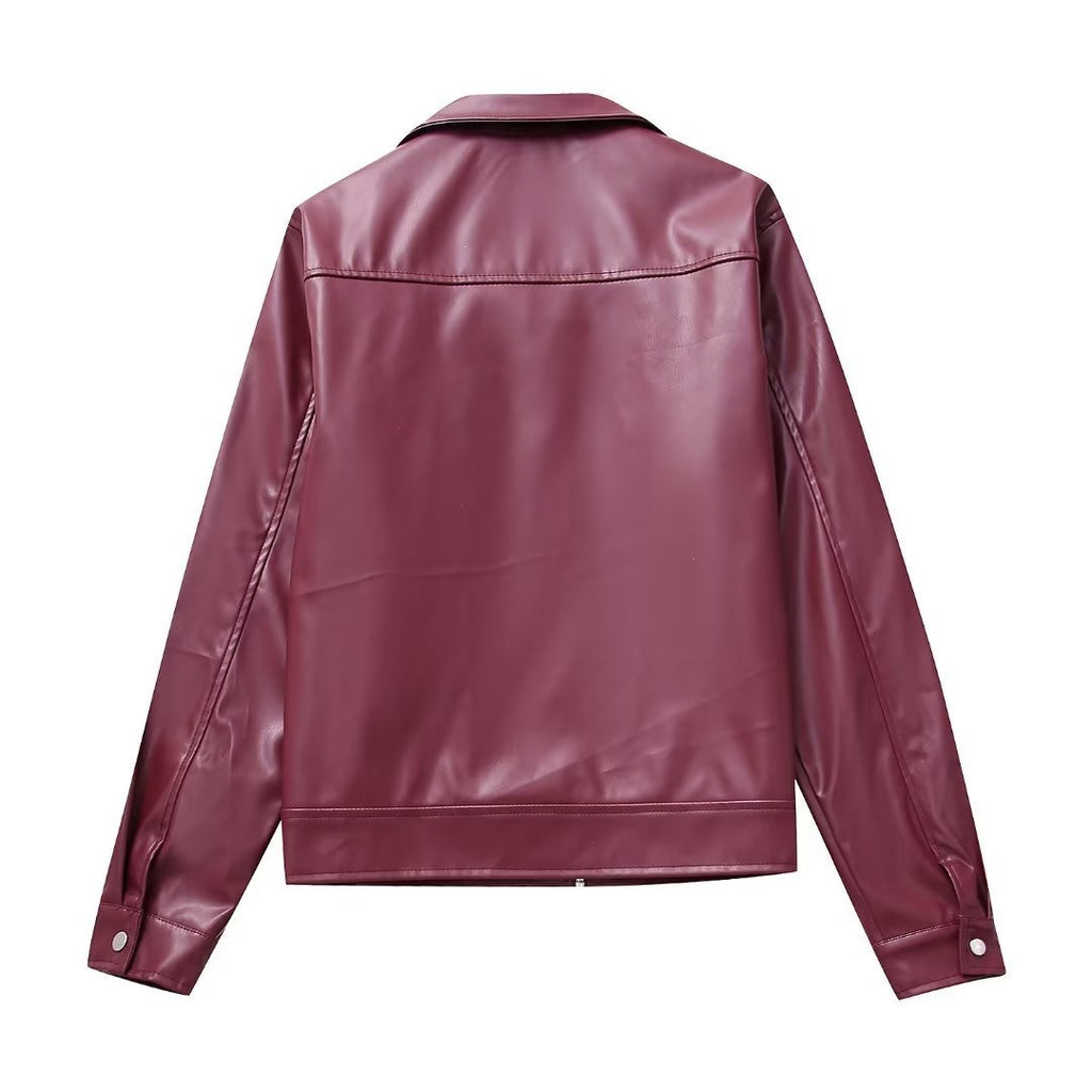 Cool And Wild Lapel Leather Biker's Leather Jacket