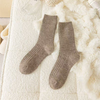 Japanese-style Solid-color Wool Socks For Women