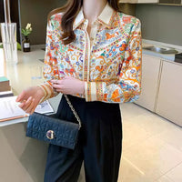 Printed Shirt Long Sleeve Loose Plus Size