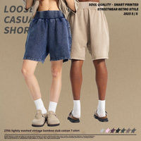 High Street Distressed Wash American Fashion Brand Retro Wide Leg Trendy Men's Shorts