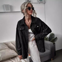 Loose Leisure Slimming Lapel Pocket Long Sleeve Coat