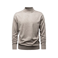 Men's Solid-Color Mock-Neck Knitted Sweater