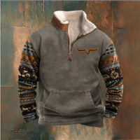 Long Sleeved Half Zippered Printed Casual Jacket